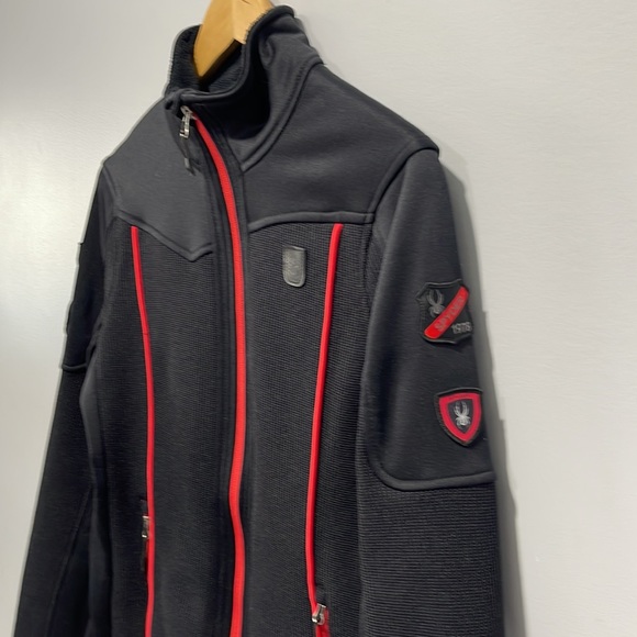 Women’s Spyder Fleece Active full zip jacket black red style 182435 size Medium - Picture 4 of 16